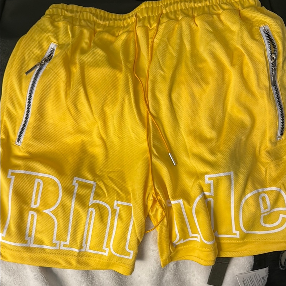 Rhude Yellow Athletic Shorts with Moisture-Wicking Fabric